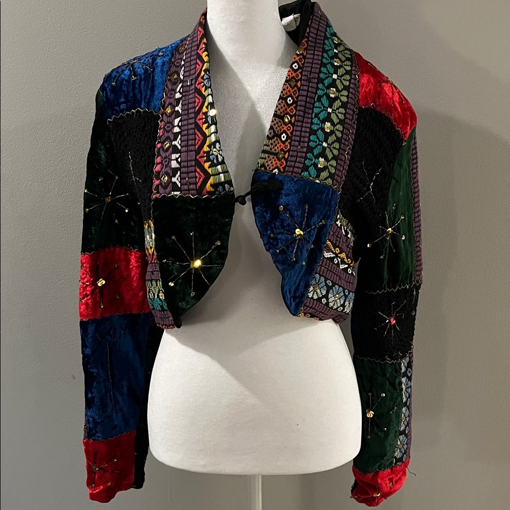 Lew Magram Collection New York Velvet Embroidered Patchwork Jacket